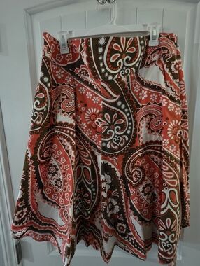 Talbots Petite Cotton Paisley A-Line Skirt 14 Petite